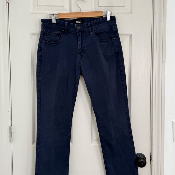 Paige Federal Jeans Mens 30x32 Blue Navy Stretch Straight Leg Casual Preppy - Picture 3 of 15